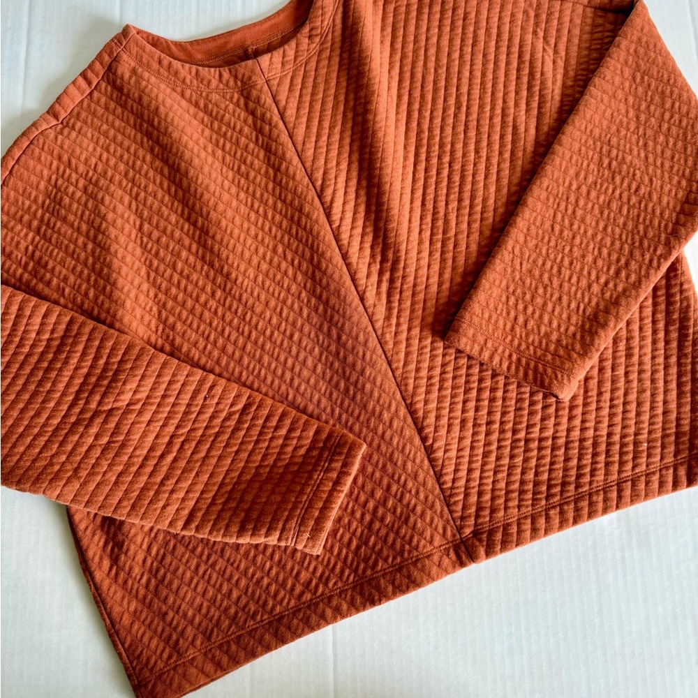 a new day Quilted Orange Sweatshirt